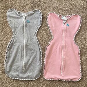 2 Love to Dream Gray & Pink Swaddle Up Sleep Sacks